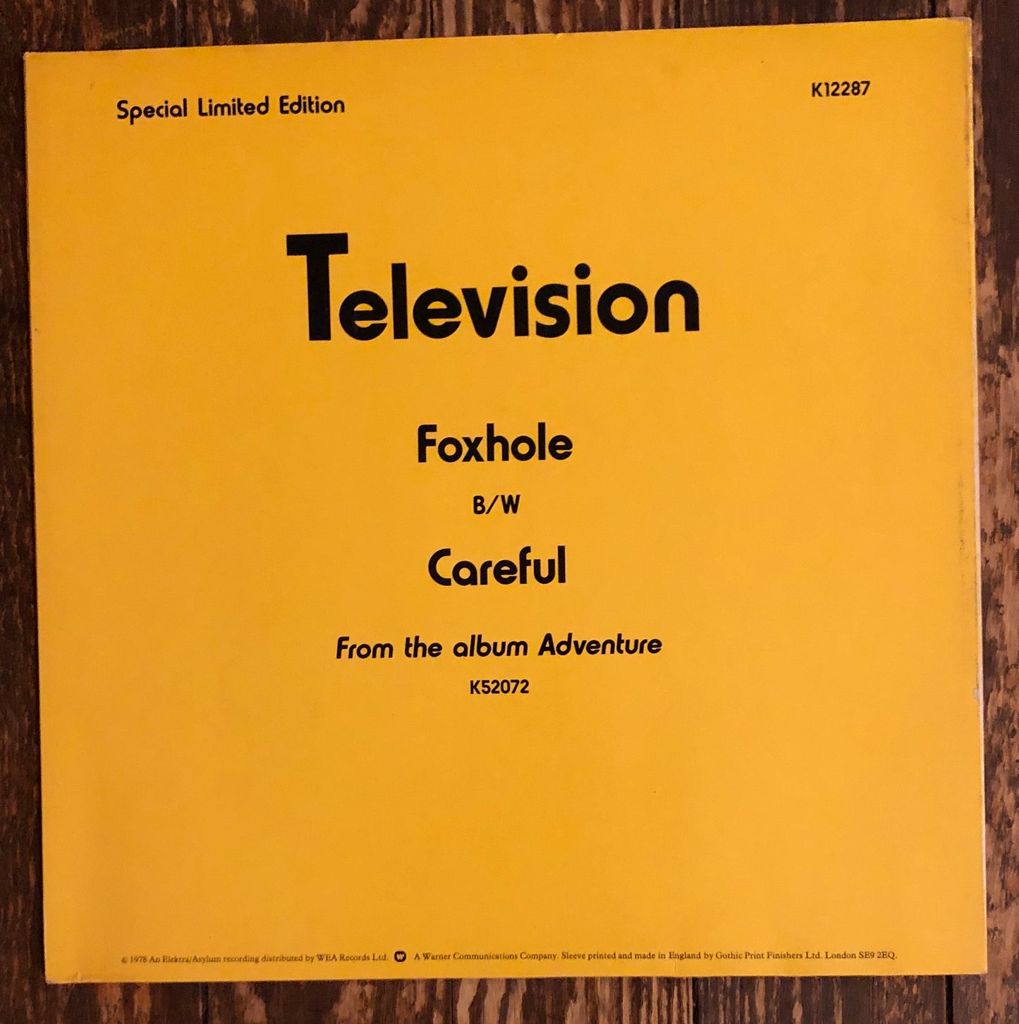 TELEVISION "Foxhole" (UK Pressing)